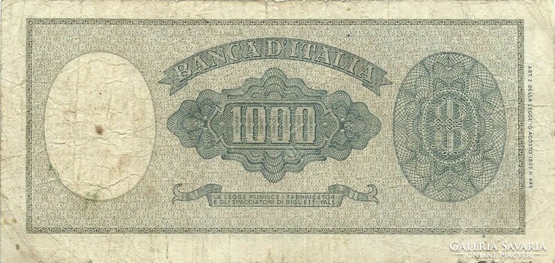 1000 Lira lire 1949 Italy signo: menichella and boggione 2.