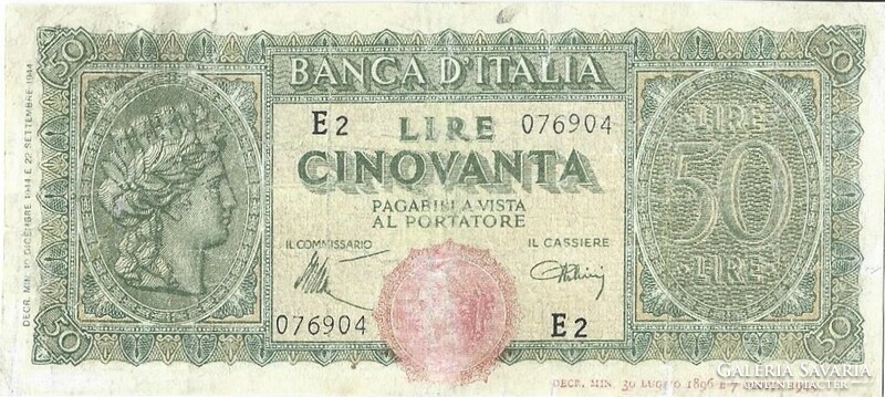50 lira lire 1944 Olaszország