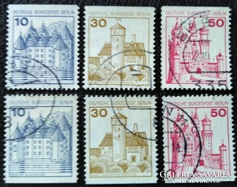 BB532-4-6C/Dp / Németország - Berlin 1977 Várak és kastélyok bélyegsor alul-felül vágott pecsételt