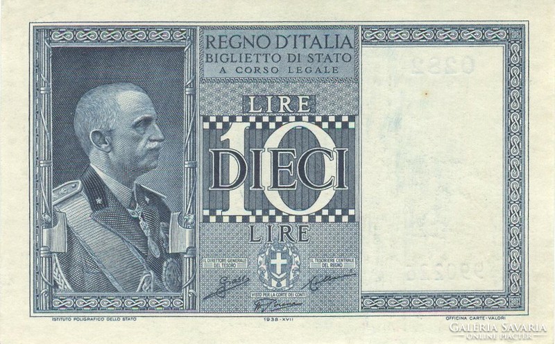 10 Lira lire 1938 Italy 2. Unc