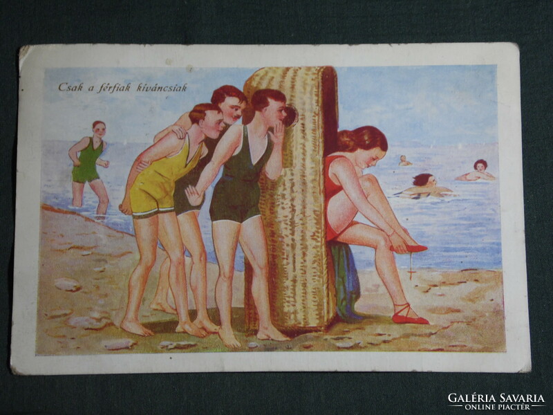 Képeslap, Postcard, artist,humor,móka,kacagás,vicc ,grafikai rajzos, erotikus, 1949