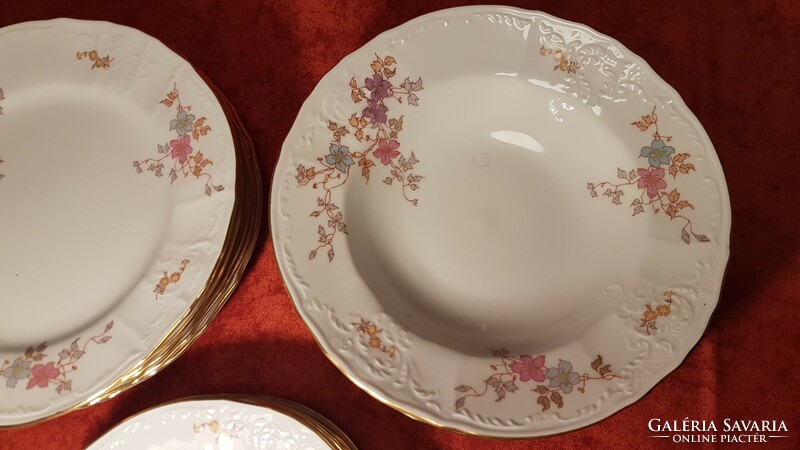 Bernadotte 18-piece richly gilded Czechoslovak plate set, old, fabulously beautiful