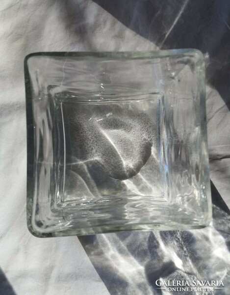 17 cm high cube glass vase, dish