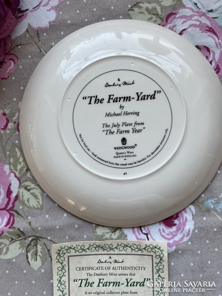 Angol Wedgwood "The farm-yard" limitált, sorszámozott finom porcelán dísztányér