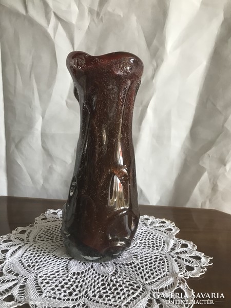 Burgundy heavy glass vase