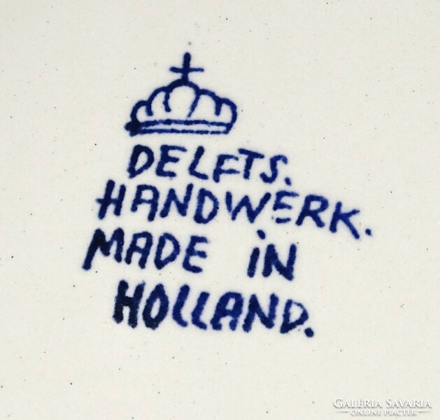 1M806 Régi jelzett Holland DELFT porcelán dísztányér falitányér 21 cm