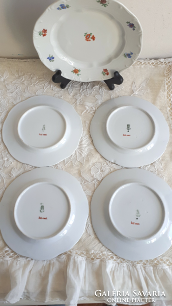 Zsolnay, régi, barokk apró virágmintás tányérok 5db.