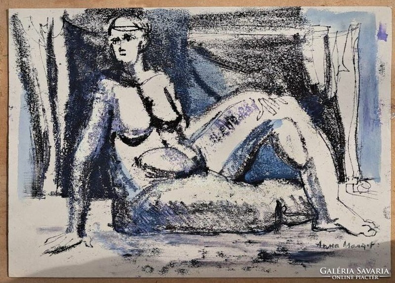 Anna margit: nude, graphic sketch. Size: 42x30 cm.
