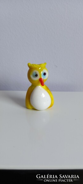 Yellow glass mini owl figure