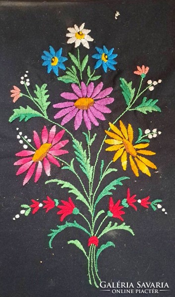 Old embroidered picture. (Field flowers) size: 38x30 cm. Without frame.