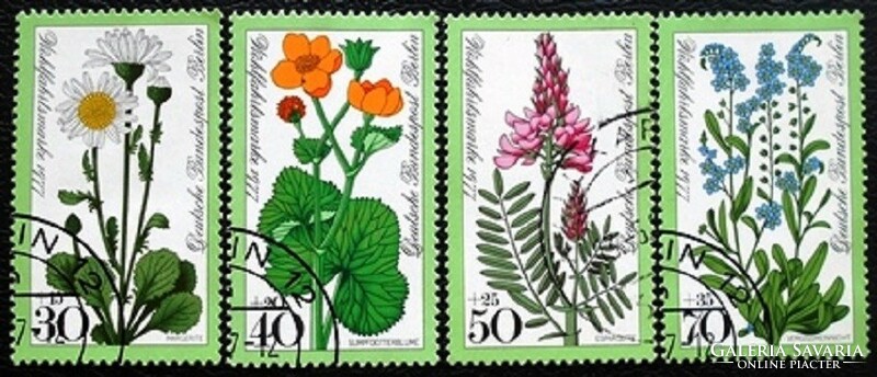 Bb556-9p / germany - berlin 1977 welfare : field flowers stamp set stamped