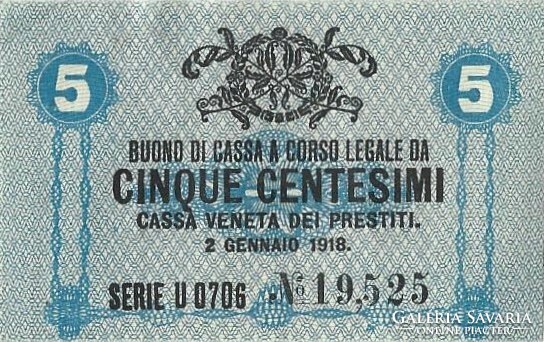 5 centesimi 1918 Olaszország Velence 4.