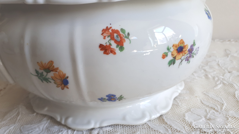Zsolnay, old, baroque, soup bowl with small flowers