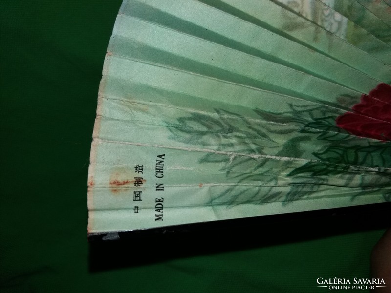 Régi keleti kínai bambusz - papír szép festett legyező a képek szerint