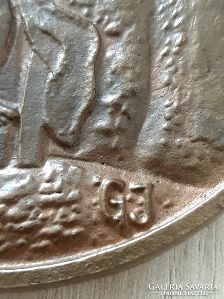 Mezőtúr bronz emlék plakett 1378 - 1978  G. I. mester jelzéssel 9,5 cm