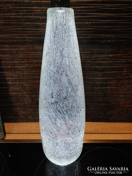 Retro rare white vase 35 cm cracked beautiful veil glass veil Carcagi berek bath glass