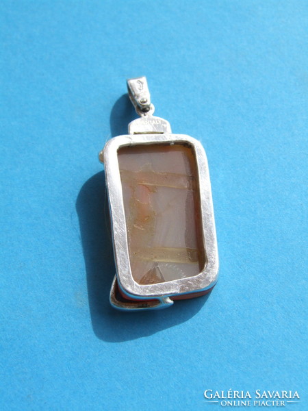 Silver pendant with carnelian (220313)