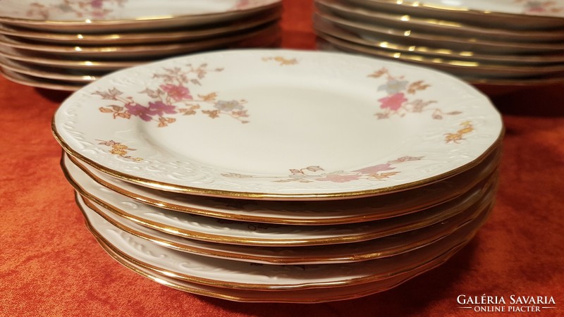 Bernadotte 18-piece richly gilded Czechoslovak plate set, old, fabulously beautiful