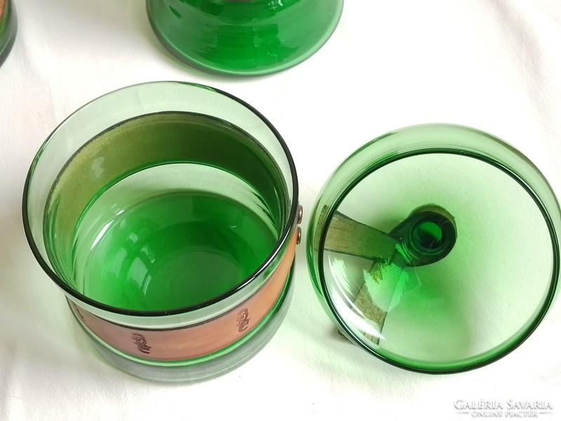 Special old green table drink set, two-person, decorative leather strap decoration