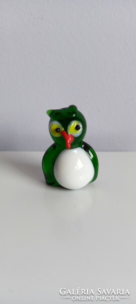 Green glass mini owl figure