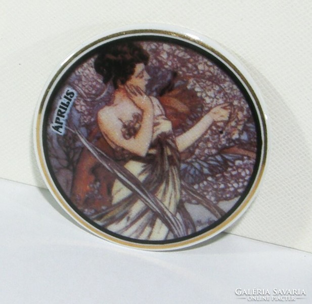 Mucha Hóllóház porcelain refrigerator magnet - April