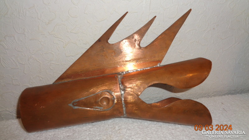 Dragon head, rain channel, water spout end piece, made of red copper, 55 x 250 mm