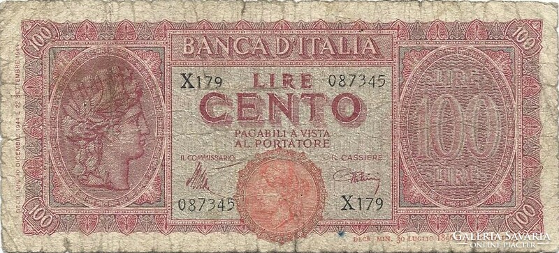 100 lira lire 1944 Olaszország