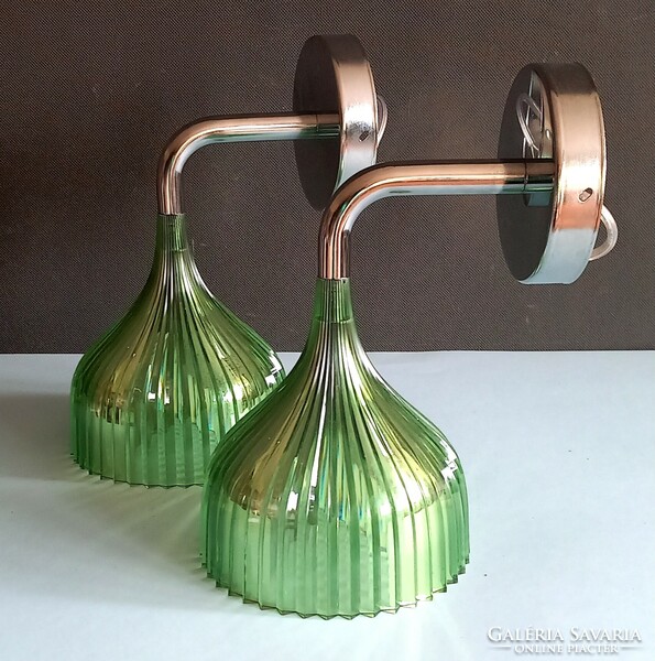 Pair of vintage acrylic chrome wall lamps negotiable art deco design