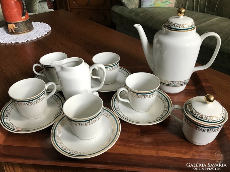 Gold-plated coffee and tea set, Czechoslovakian porcelain