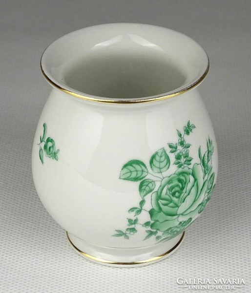 1L554 Régi zöld Eton mintás Herendi porcelán váza ibolyaváza 7 cm