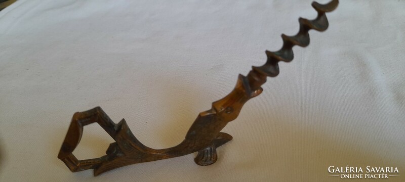 Corkscrew bottle opener fish shape 14cm red copper