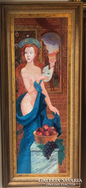 Zoltán Herpai: Renaissance woman - painting (20th century)