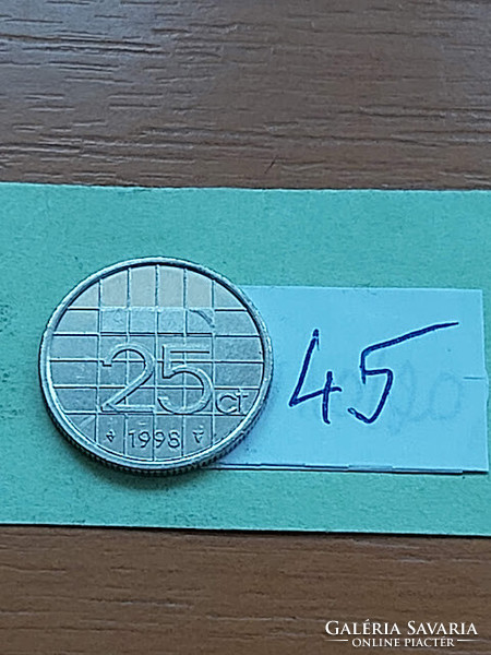 Netherlands 25 cents 1998 nickel, Queen Beatrix 45