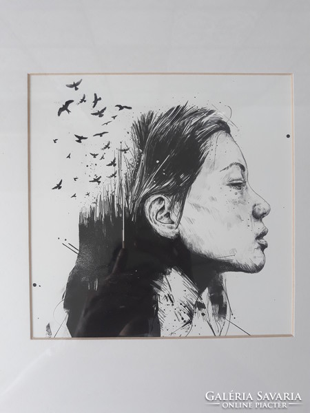 Balázs Solti - open your mind (ink drawing, print) in a frame