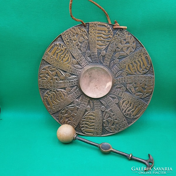 Rajki László applied arts copper alloy with gong beater