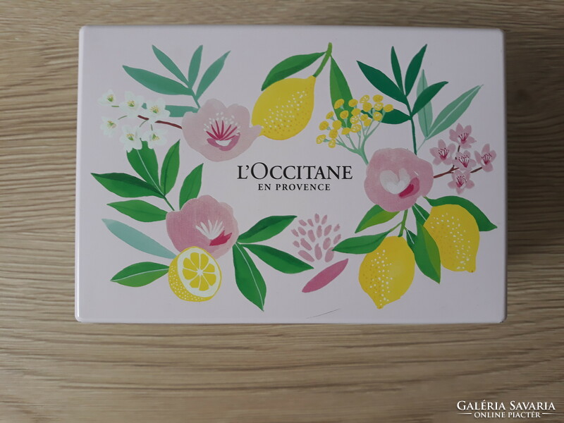 L'occitane en provence tin box with floral - lemon motif