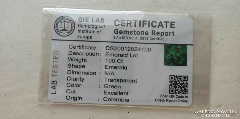 100 Ct emerald for sale together /with certificate/