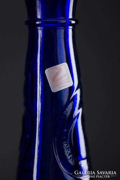 Zwiesel Glas Germany kobalt kék, Holdas, Art üveg váza, vintage.