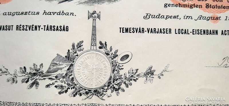 Részvény, Temesvár-Varjasi Helyi Érdekü Vasút Részvény-Társaság 1907