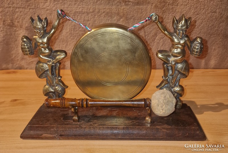 Antique old brass pixie gong table dinner gong