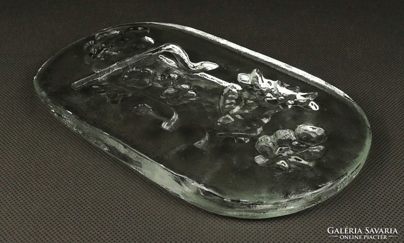 1Q865 Bocis tehenes üveg dísztárgy 11 x 18.5 cm