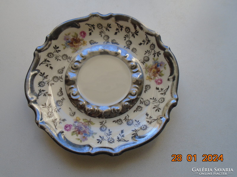 1930 Rudolf Wachter net-like small silver and colored Meissen flower embossed coffee set