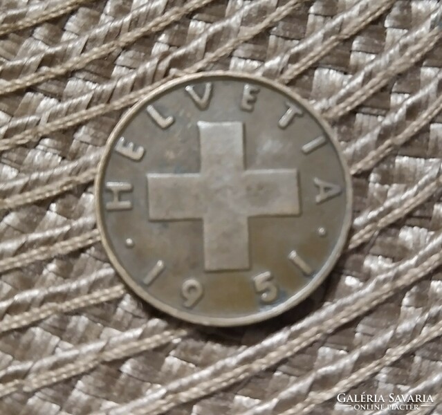 Svájc 2 rappen 1951 B