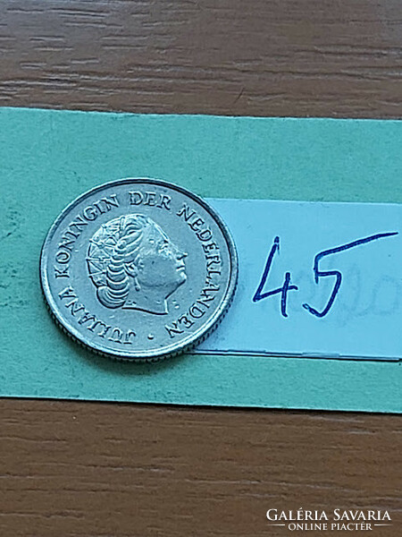 Netherlands 25 cents 1968 nickel, Queen Juliana 45