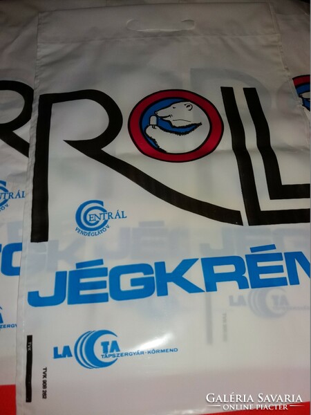 Régi ROLL magyar jégkrém reklám vastag matéria bevásárló szatyor táska darabra 31x42cm képek szerint