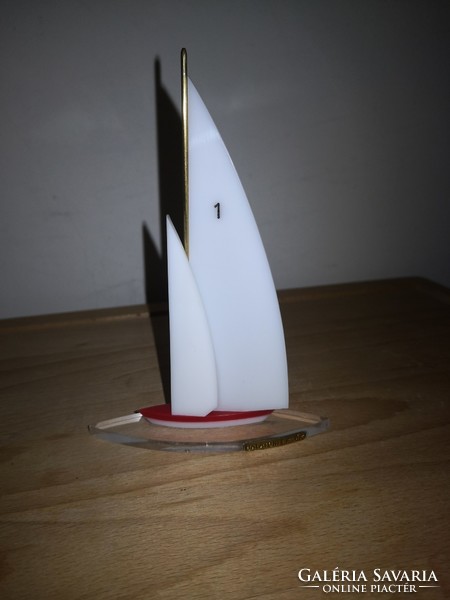 Balaton souvenir plexiglass sailing ship.