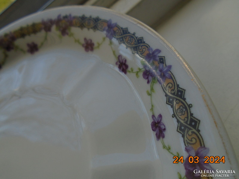 Gebrüder, art nouveau tea cup with violet garland and saucer