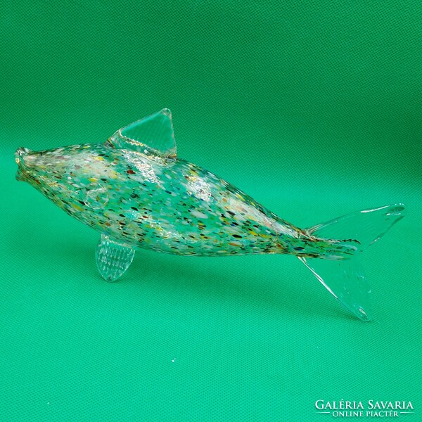 Retro színes üveg hal figura