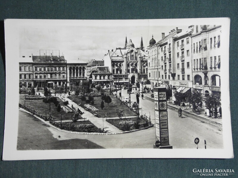 Postcard, Szombathely, Republic Square detail, view, 1957