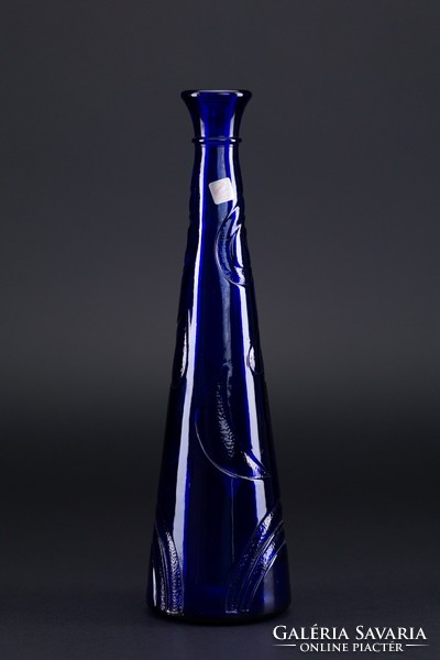 Zwiesel glas Germany cobalt blue, moonlit, art glass vase, vintage.